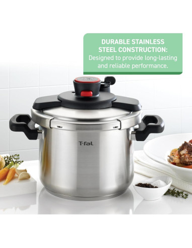 Olla a presión T-fal Clipso 6.3L acero inoxidable inducción