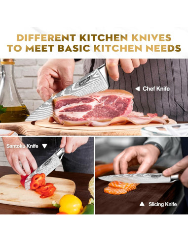 Set de Cuchillos de Chef 7 Piezas SCOLE Acero Inoxidable