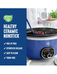 Olla de Cocción Lenta GreenLife 6QT Cerámica Antiadherente 2