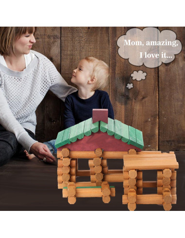 Juego de Construcción de Troncos de Madera Wondertoys 90 Piezas