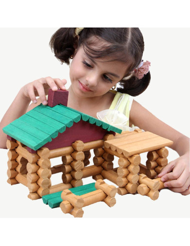 Juego de Construcción de Troncos de Madera Wondertoys 90 Piezas