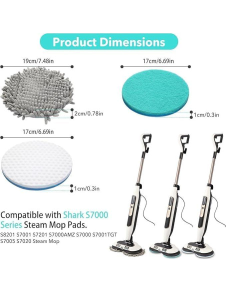 6 Almohadillas de Reemplazo Frescares para Mopa Shark S7000