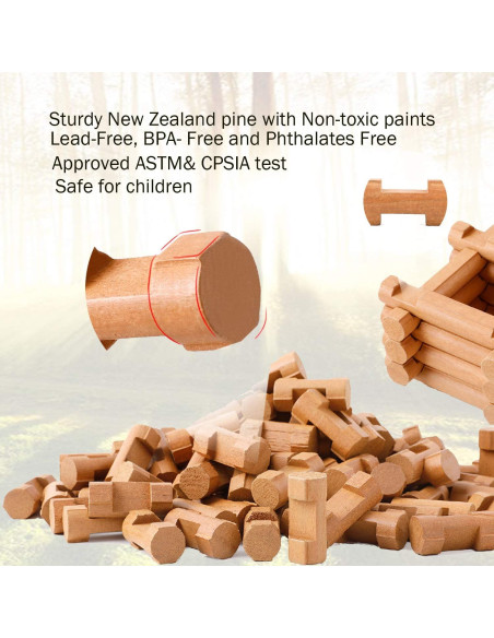 Juego de Construcción de Troncos de Madera Wondertoys 90 Piezas
