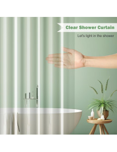 Cortina de Ducha Transparente UFRIDAY 182.88 x 190.5 cm PEVA 2