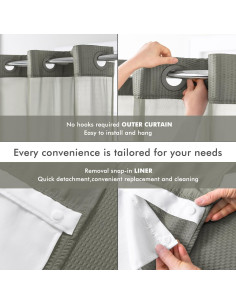 Cortina de Ducha Sra Asombrosa 180x188 cm Gris Sin Gancho 2