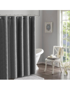 Cortina de Ducha de Tela Gris Tititex 182.88x182.88 cm Impermeable 2