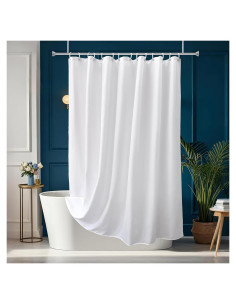 Cortina de Ducha Larga AooHome 183x198 cm Impermeable Blanca