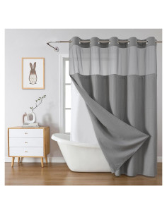 Cortina de Ducha Gris EACHOPE 180x188cm Tela Impermeable