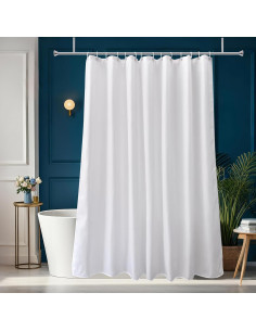 Cortina de Ducha Larga AooHome 183x198 cm Impermeable Blanca 2