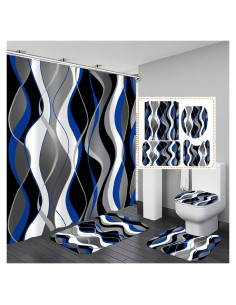 Conjunto de Cortinas de Ducha Nkzply 4 Piezas Azul Moderno
