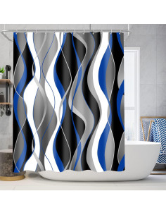 Conjunto de Cortinas de Ducha Nkzply 4 Piezas Azul Moderno 2