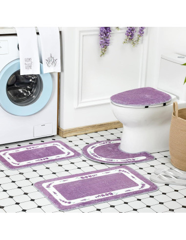 Conjunto de 6 Alfombrillas de Baño Nuanchu Lavanda Antideslizante