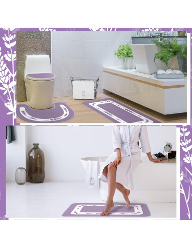 Conjunto de 6 Alfombrillas de Baño Nuanchu Lavanda Antideslizante