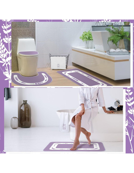 Conjunto de 6 Alfombrillas de Baño Nuanchu Lavanda Antideslizante Conjunto de 6 Alfombrillas de Baño Nuanchu Lavanda Antideslizante