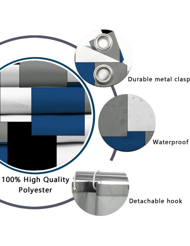 Conjunto de baño 4 piezas ENYORSEL azul con cortina y alfombrillas