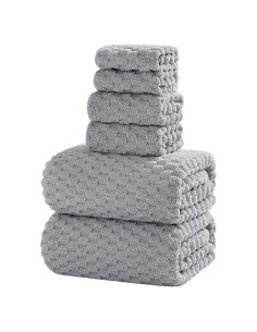 Juego de Toallas de Baño NALIVO 6 Piezas Extra Grande Gris