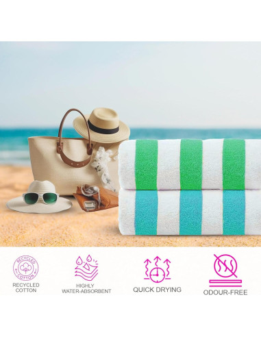 Juego de 4 Toallas de Playa CASA COPENHAGEN 76x152 cm Algodón