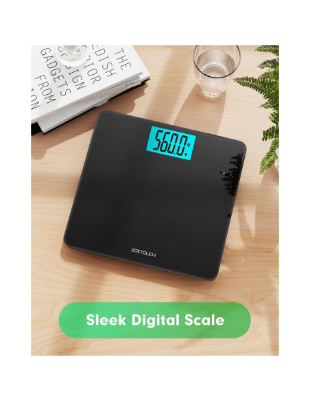 Báscula Digital ZOETOUCH 255kg Pantalla LCD Grande Negra Báscula Digital ZOETOUCH 255kg Pantalla LCD Grande Negra