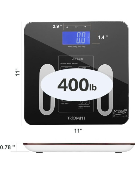 Escala de Grasa Corporal Triomph EMSC91 LCD 181 kg Negra