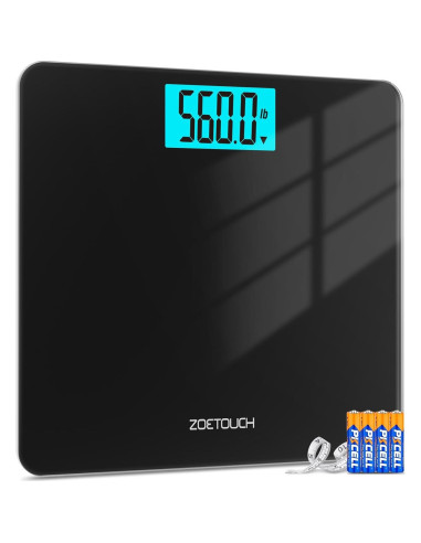Báscula Digital ZOETOUCH 255kg Pantalla LCD Grande Negra
