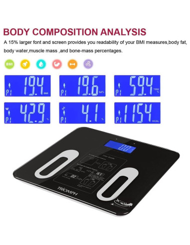 Escala de Grasa Corporal Triomph EMSC91 LCD 181 kg Negra