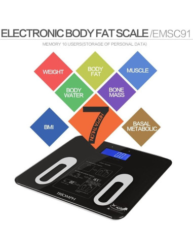 Escala de Grasa Corporal Triomph EMSC91 LCD 181 kg Negra