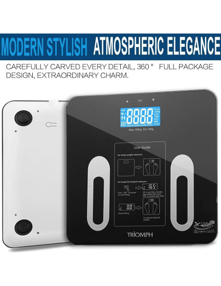 Escala de Grasa Corporal Triomph EMSC91 LCD 181 kg Negra
