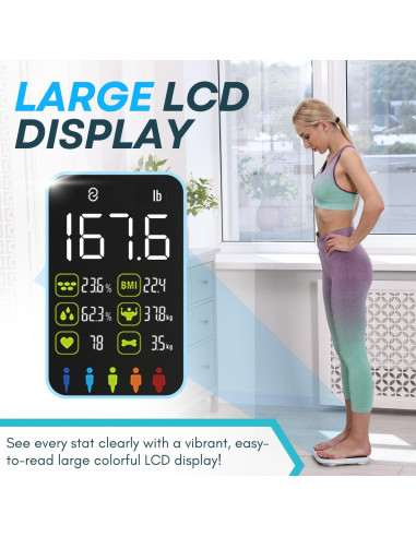 Báscula Inteligente BeHealthy Bluetooth 180 kg, 16 Análisis Corporal
