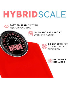 Báscula Híbrida Adamson Digital y Analógica 180kg Vidrio Templado 2