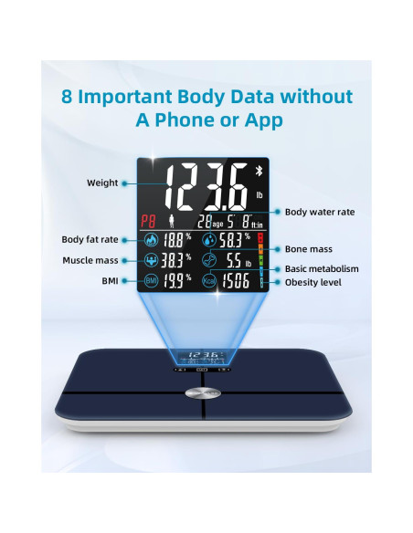 Escala Digital de Grasa Corporal Lepulse 400kg, Pantalla Grande