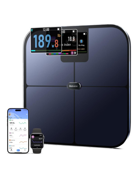 Báscula Inteligente Digital Rabater con 25 Métricas - Negro