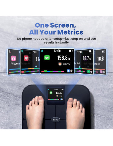 Báscula Inteligente Digital Rabater con 25 Métricas - Negro