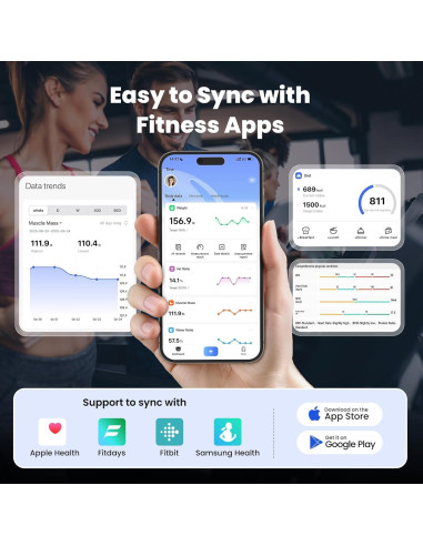 Báscula Inteligente Digital Rabater con 25 Métricas - Negro