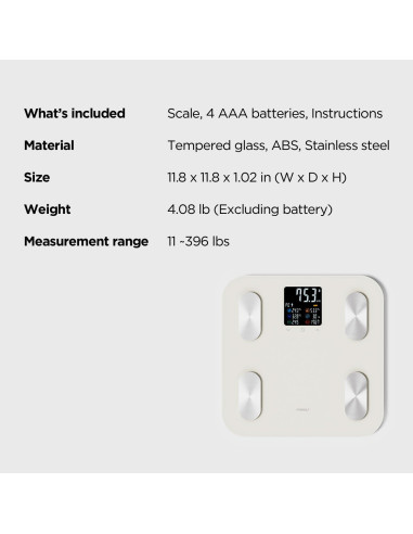 Balanza Inteligente Mooas Bluetooth 180 kg Grasa Corporal IMC