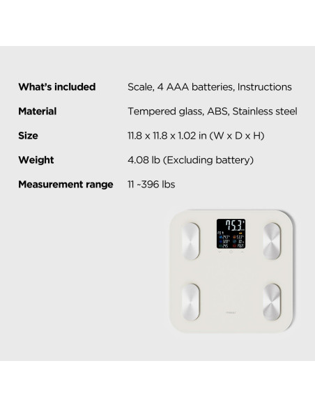 Balanza Inteligente Mooas Bluetooth 180 kg Grasa Corporal IMC Balanza Inteligente Mooas Bluetooth 180 kg Grasa Corporal IMC