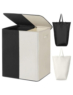 Cesta de Ropa Doble WOWLIVE 154L con Tapa y Bolsas Extraíbles