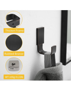 Gancho de Ropa BESy Cuadrado Bronce Aceitado Autoadhesivo 2