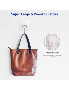 Ganchos Adhesivos Grandes FACURY 10Kg Acero Inoxidable - Paquete de 8 2