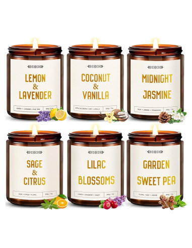 Set de 6 Velas Aromáticas Yinuo de Soja 198g - Regalo Ideal