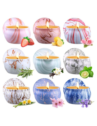 Conjunto de 9 Velas Aromáticas Aottom de Cera de Soja 70.9g