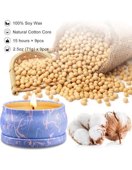 Conjunto de 9 Velas Aromáticas Aottom de Cera de Soja 70.9g