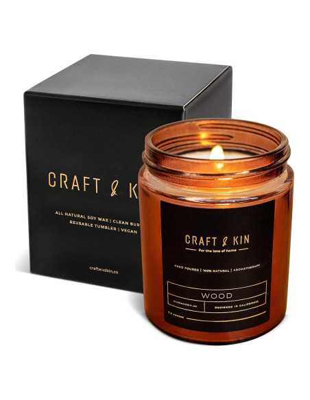 Vela Aromática Premium Craft & Kin 227g Madera Otoño
