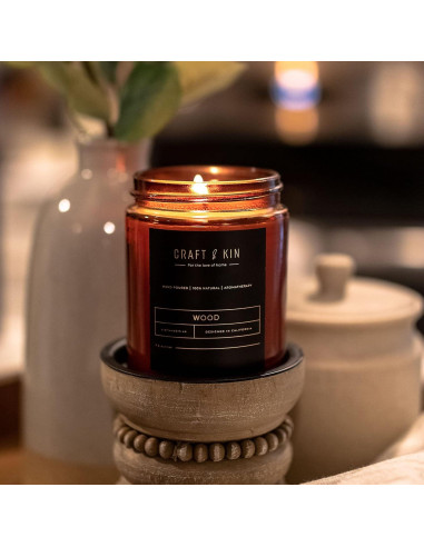 Vela Aromática Premium Craft & Kin 227g Madera Otoño