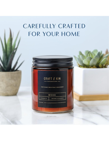 Vela Aromática Premium Craft & Kin 227g Madera Otoño