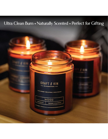 Vela Aromática Premium Craft & Kin 227g Madera Otoño