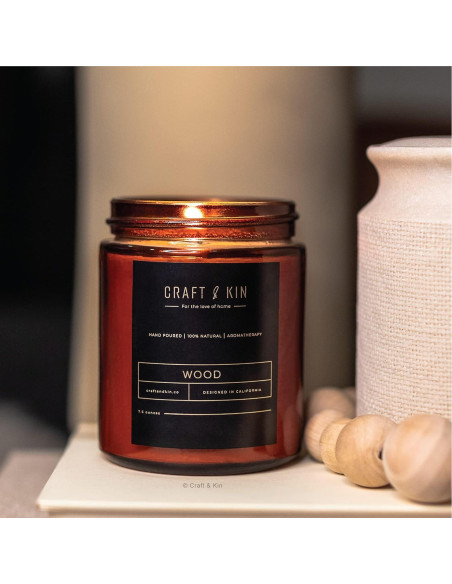 Vela Aromática Premium Craft & Kin 227g Madera Otoño