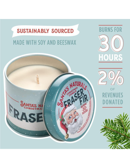 Vela de Navidad Santa's Naturals Abeto Fraser 255g - Quema 30h
