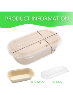 Contenedores de Comida para Llevar CHEARDIA 50 Pack 1000 ml 2