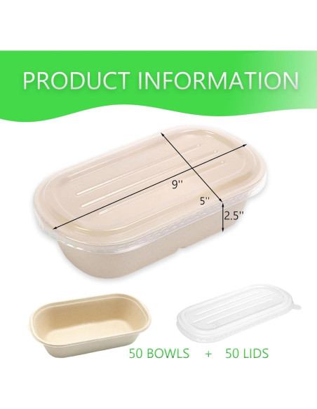 Contenedores de Comida para Llevar CHEARDIA 50 Pack 1000 ml