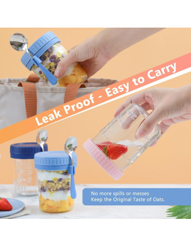 OcePor 6 Tarros de Cristal para Avena Nocturna 0.47L